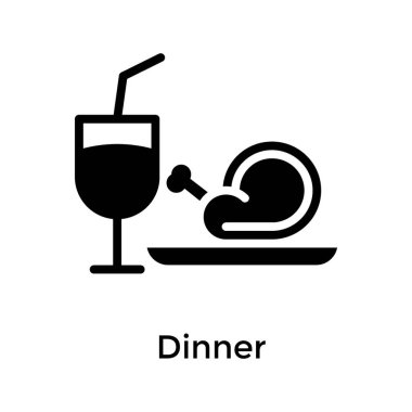 Akşam yemeği yemek glyph simgesi vektör 