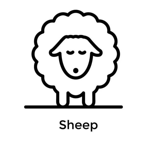 Icône Mouton Dans Vecteur Ligne — Image vectorielle