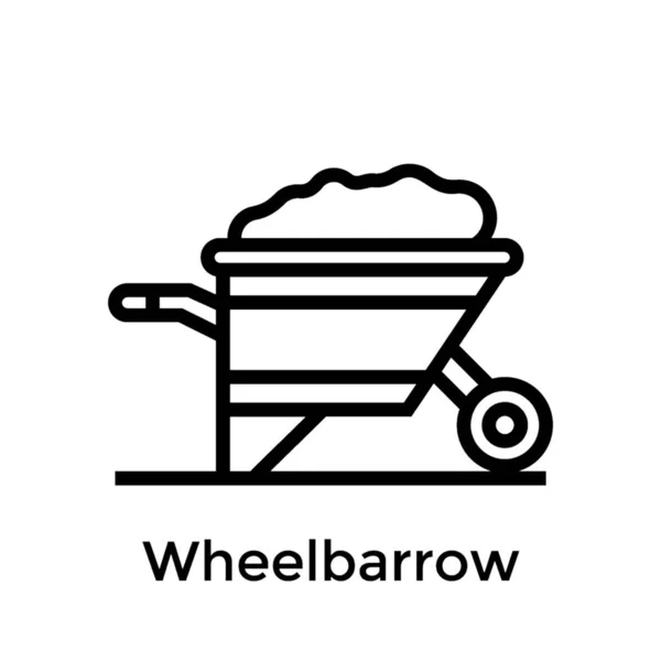 Wheelbarrow Icono Línea Vector Diseño — Archivo Imágenes Vectoriales