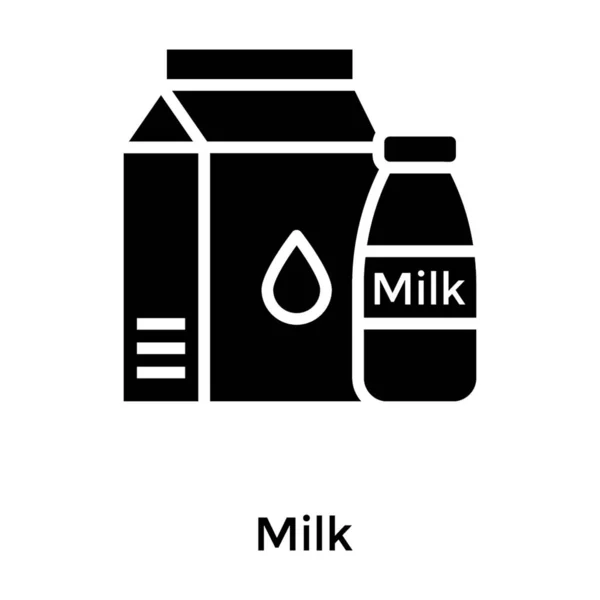 Botella Leche Icono Sólido — Vector de stock