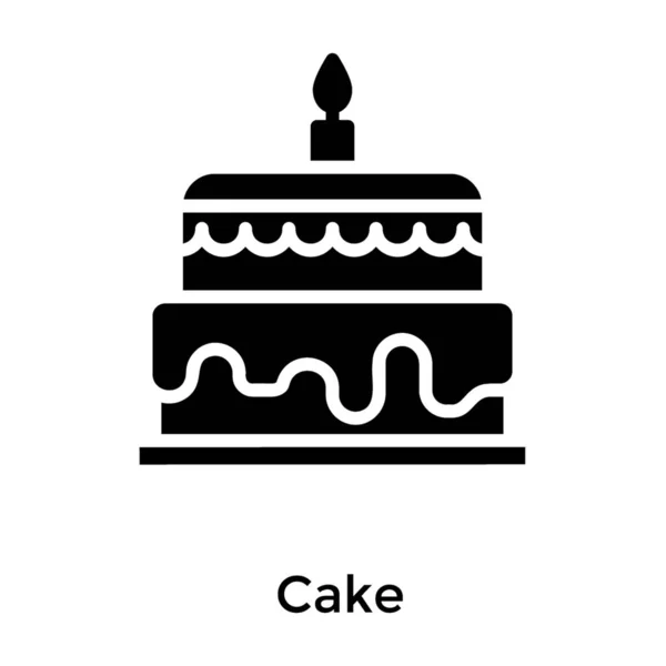 Torta Cumpleaños Icono Glifo Vector — Vector de stock