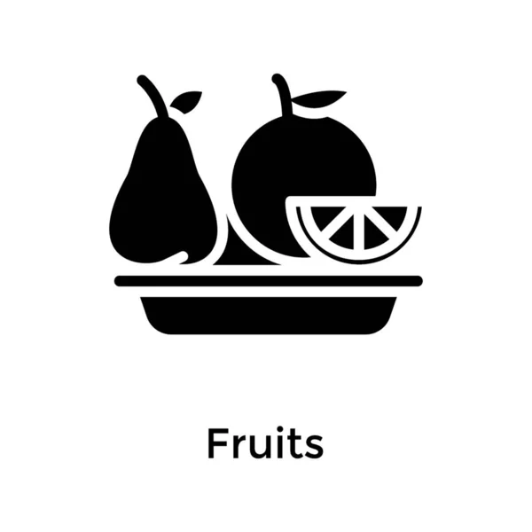 Diseño Icono Glifo Placa Frutas — Vector de stock
