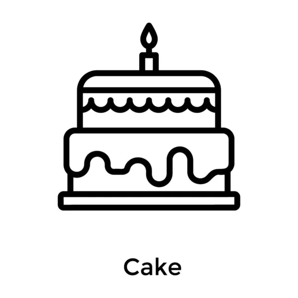 Gâteau Anniversaire Ligne Icône Vecteur — Image vectorielle