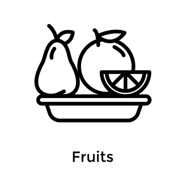 Diseño Icono Línea Placa Frutas — Vector de stock