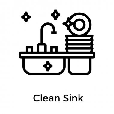 Çizgi tasarımında lavabo vektörü temizleyin 