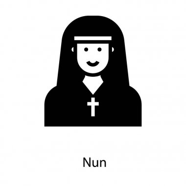 Beyaz arka plan üzerinde izole Rahibe simgesi 