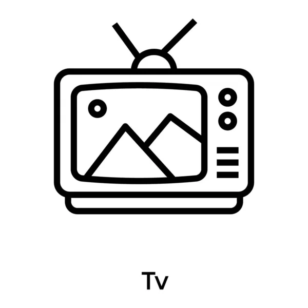 Vetor Televisão Retro Design Linha — Vetor de Stock