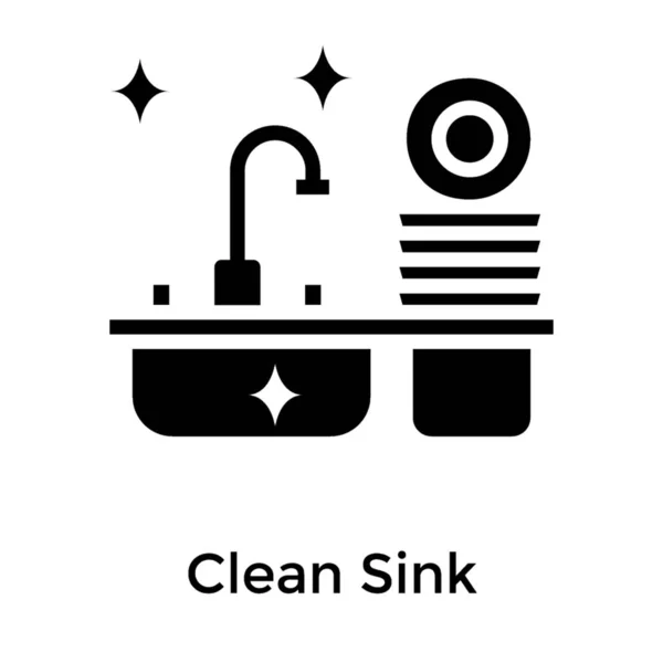 Clean Sink Vektor Solider Ausführung — Stockvektor