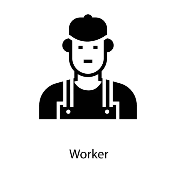 Ikon Pekerja Dalam Desain Glif - Stok Vektor