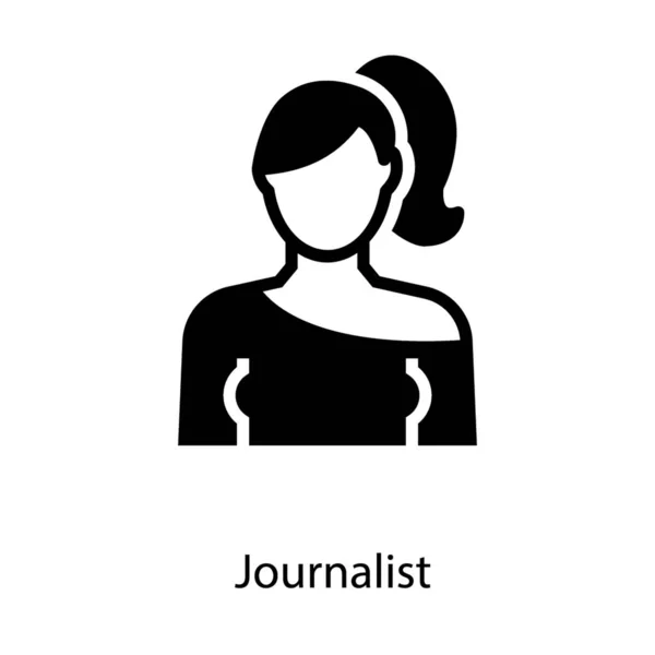 Иконка Женского Ведущего Новостей Дизайне Глифа — стоковый вектор