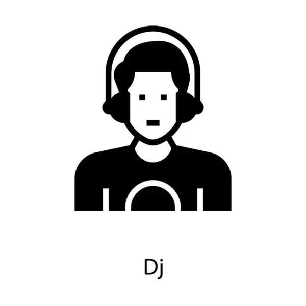 Disc Jockey Pictogram Solid Vector — Stockvector