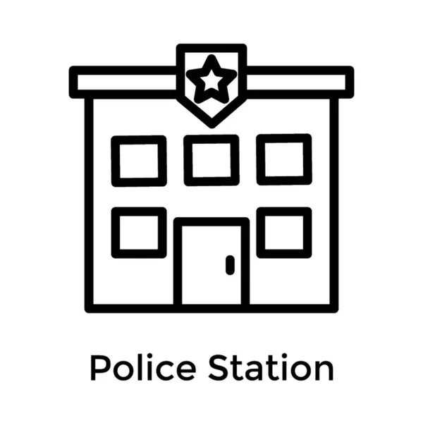 Edifício Delegacia Polícia Projeto Linha — Vetor de Stock
