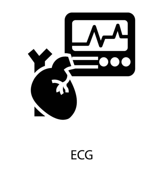 Icono Ecg Vector Sólido — Archivo Imágenes Vectoriales