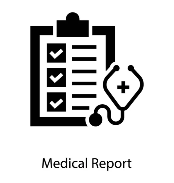 Informe Médico Icono Prescripción Diseño Glifo — Vector de stock