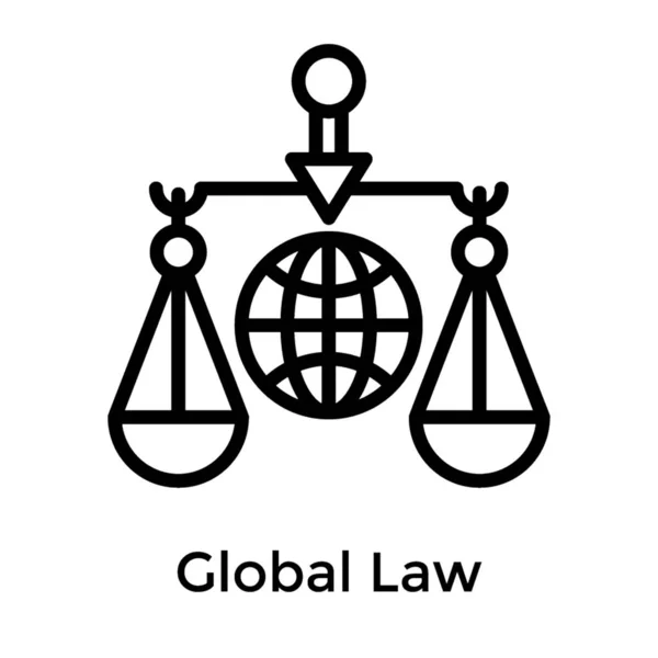 Εικονίδιο Γραμμής Του Παγκόσμιου Δικαίου Δικαιοσύνης — Διανυσματικό Αρχείο