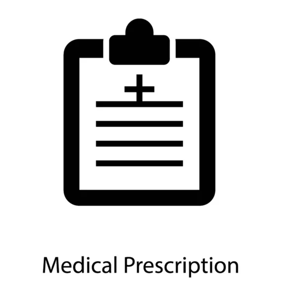 Icono Prescripción Informe Médico Diseño Glifo — Vector de stock