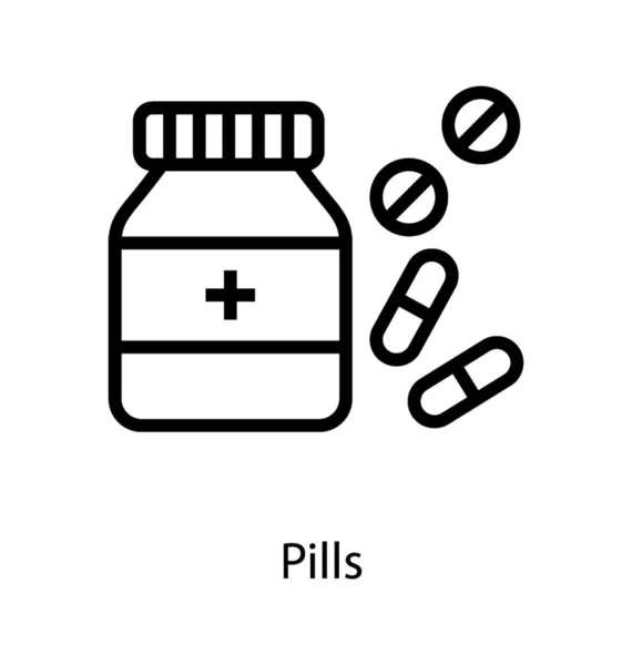 Medicine Jar Line Icon — Stock Vector