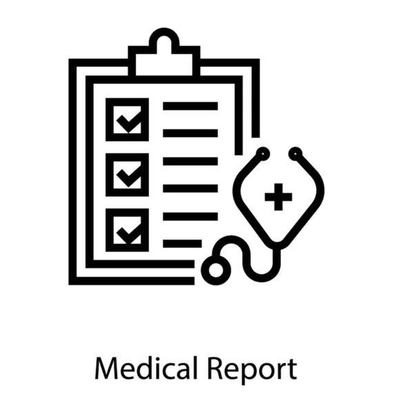 Informe Médico Receta Icono Línea Diseño — Vector de stock