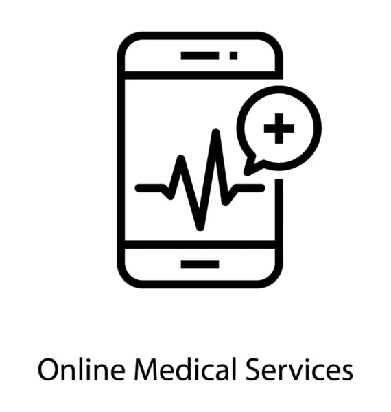Wektor Linii Aplikacji Mobilnej Healthcare — Wektor stockowy