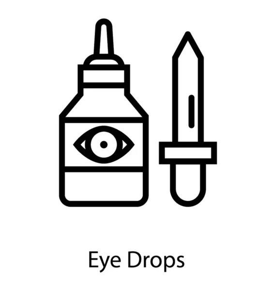 Ojos Gotas Icono Línea Vector — Vector de stock