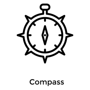 Çizgi tasarımında pusula gül vektörü 