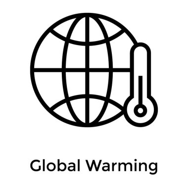 Küresel ısınma simge çizgi tasarımı 