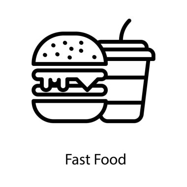 Line burger ve içecek vektör tasarımı 