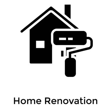 Katı tasarım ev yenileme simgesi.