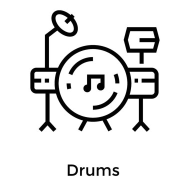 Müzikal davul çizgi simgesi vektör 