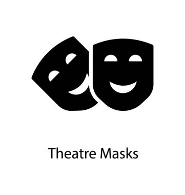Theater mask icon in solid design  clipart