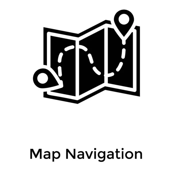 Glyphen Karte Navigationsvektordesign — Stockvektor