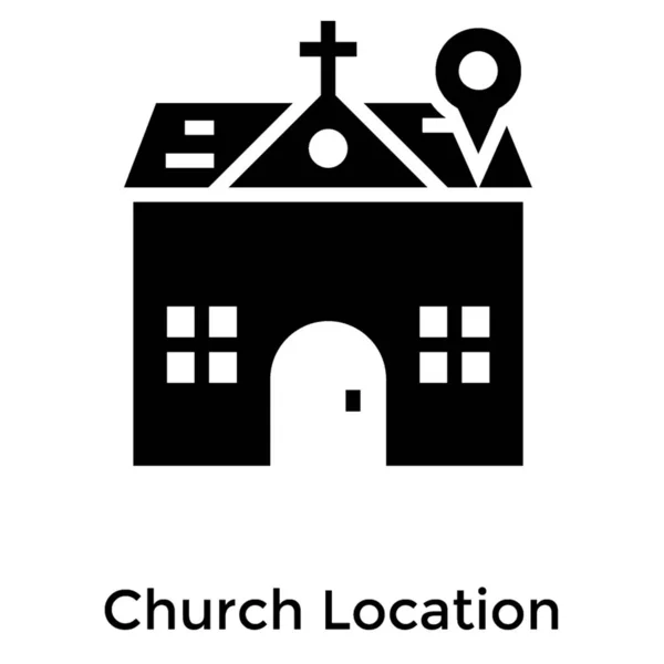 Kerk Locatie Vector Glyph Ontwerp — Stockvector