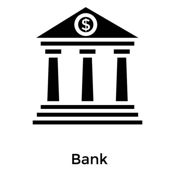 Locatie Van Bank Filiaal Glyph Ontwerp — Stockvector