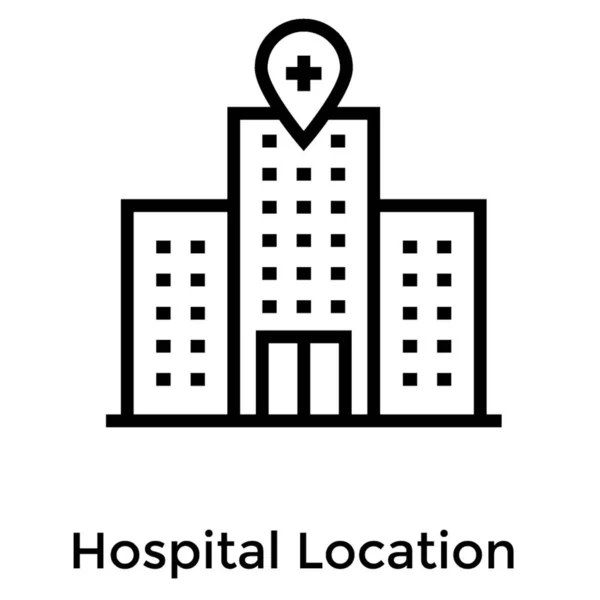Vetor Linha Localização Edifício Hospitalar —  Vetores de Stock