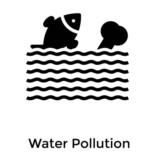 Ícone Poluição Água Projeto Preenchido — Vetor de Stock