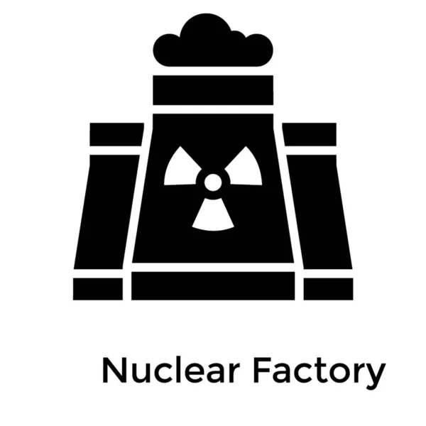 Icono Fábrica Nuclear Diseño Sólido — Archivo Imágenes Vectoriales