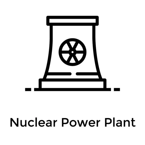 原子力発電所ラインアイコンデザイン — ストックベクタ