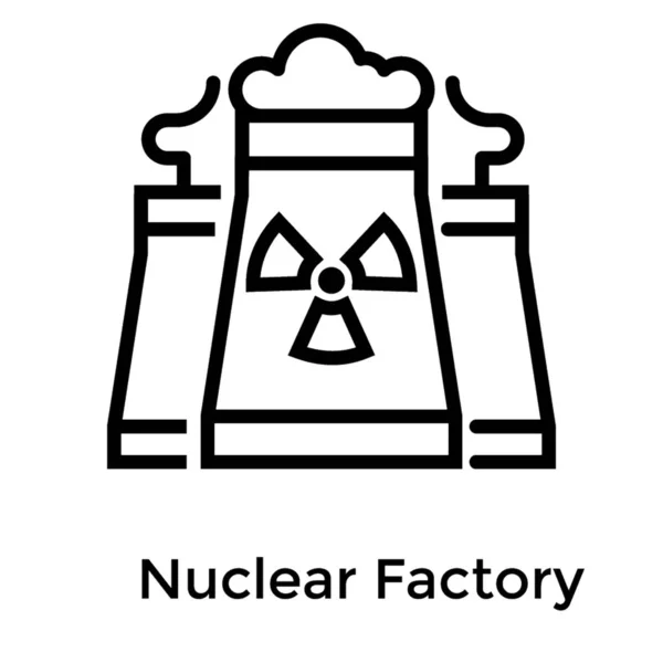 Icono Fábrica Nuclear Diseño Línea — Archivo Imágenes Vectoriales