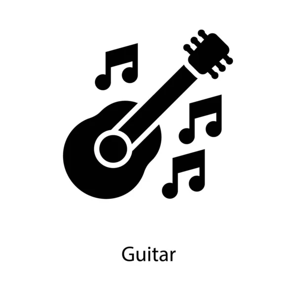 Solid Icon Electronic Music Guitar — Stock Vector