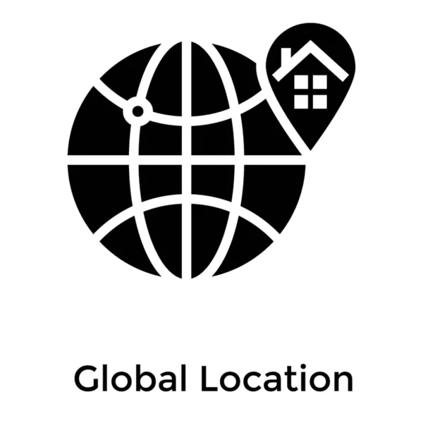 Wereldwijde Thuislocatie Solide Pictogram — Stockvector
