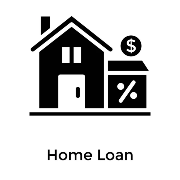 房屋贷款矢量在固体图标 — 图库矢量图片
