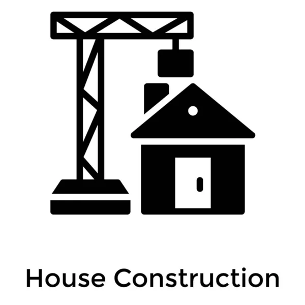 Construction Maison Glyphe Icône Design — Image vectorielle