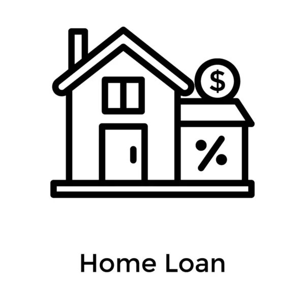 Home Loan Vector Line Icon — Stock Vector