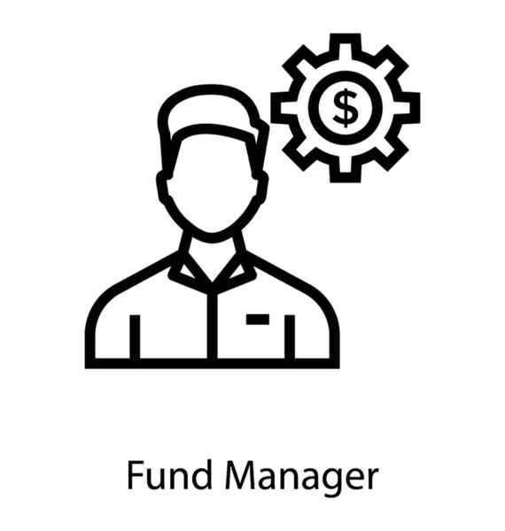 Fondsmanager Ikone Liniendesign — Stockvektor