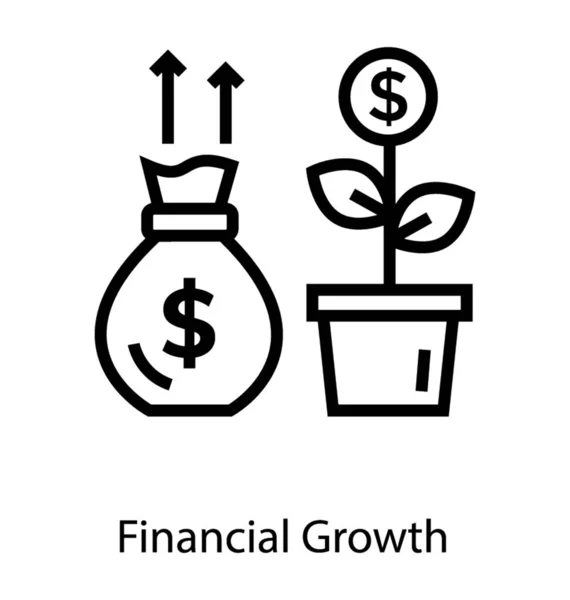 Çizgi Tasarımında Finansal Büyüme Simgesi — Stok Vektör