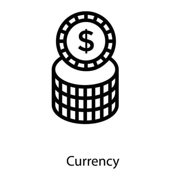 Ikona Dolara Moneta Projektowaniu Linii — Wektor stockowy