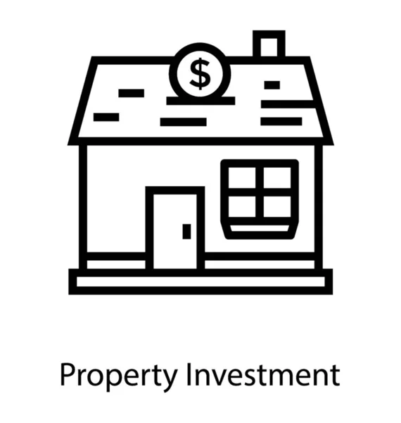 Projektowanie Linii Ikonie Inwestycji Nieruchomości — Wektor stockowy