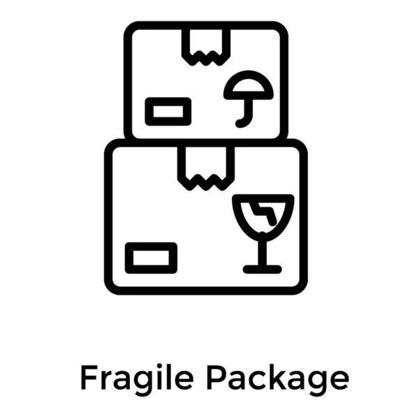 Symbol Des Fragilen Paketes Liniendesign — Stockvektor