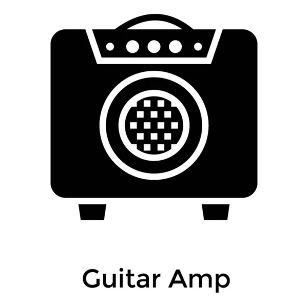 Guitar Amplifier Solid Icon Vector — Stock Vector