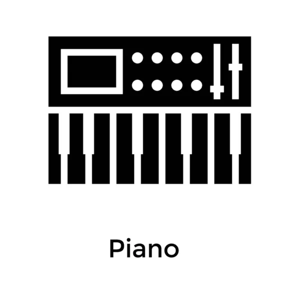 Klavye Synthesizer Piyano Glyph Simgesi — Stok Vektör